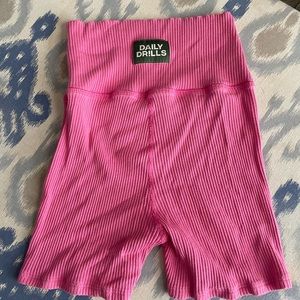 Daily Drills Women's Lightweight Ribbed Shortie Shorts Pink Size S